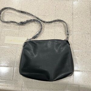 NWT Madison West black PU leather crossbody bag purse with adjustable straps